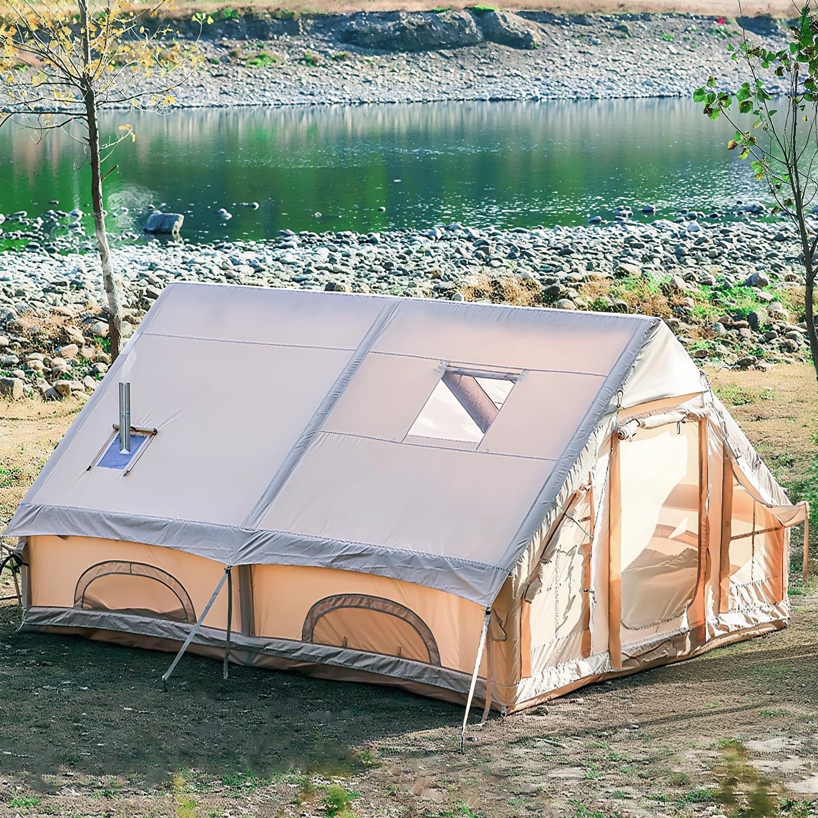 dmuchany-namiot-860ijo-1.jpg Namiot dmuchany dla 2 10 osób, namiot z pompką do campingu szybki montaż w 5 minut, z otworem na komin, wodoodporny na 4 pory roku, idealny na glamping i festiwale. : Amazon.pl: Sport i turystyka - obrazek 1