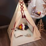 Namiot dla dzieci TIPI – Zestaw Duży 7 elementowy – Indiański + ręcznie szyta, autorska poduszka ognisko, GRATIS STABILIZATOR STELAŻA – PaLulli