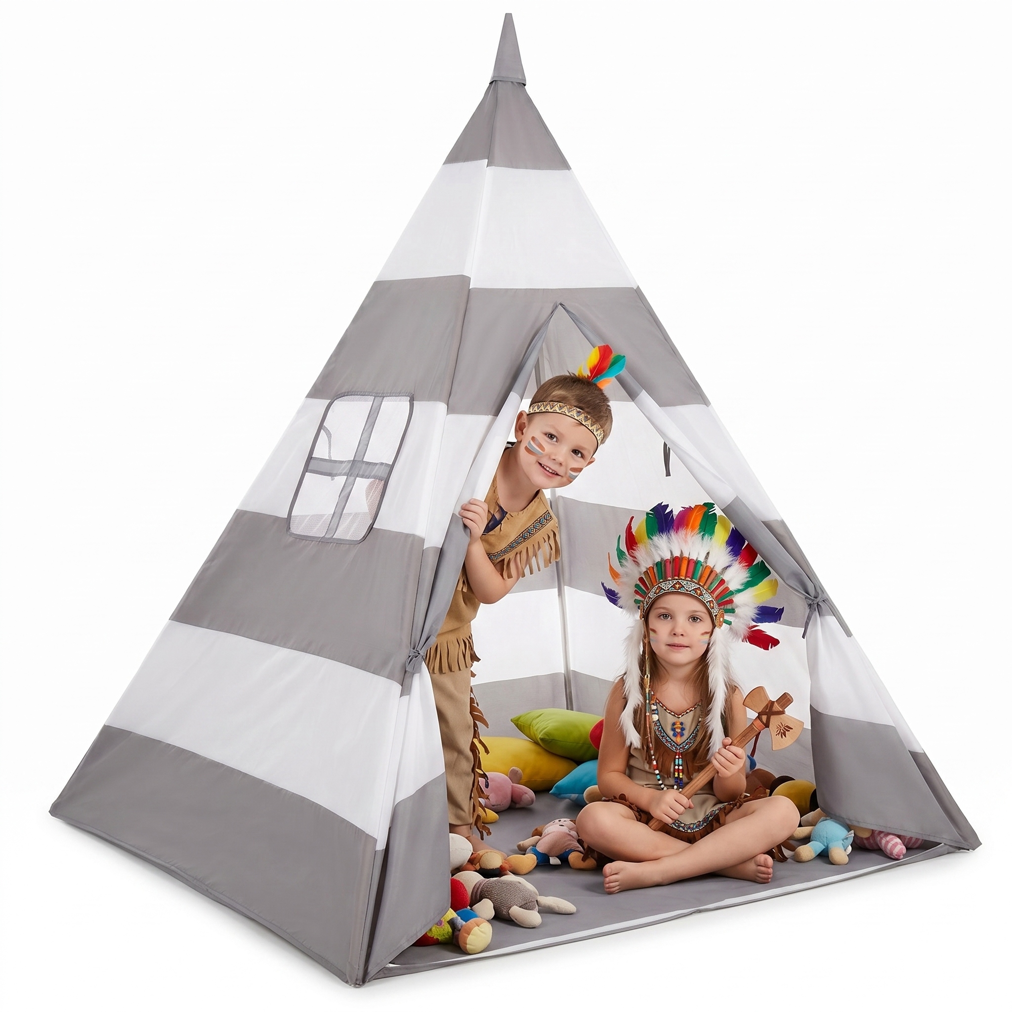indianski-namiot-738odg-1.jpg Namiot Indiański TIPI WIGWAM TEEPEE Domek Dla Dzieci NT 200X SELONIS - obrazek 1