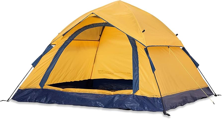 namiot-3-osobowy-samorozkladajacy-556pbs.jpg Lumaland Lekki namiot samorozkładający dla 3 osób, na kemping, festiwal itp. 210 x 190 x 110 cm, wytrzymały, żółty : Amazon.pl: Sport i turystyka - obrazek 1