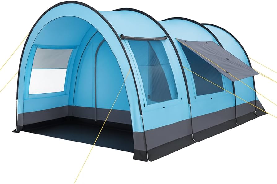 namiot-4-osobowy-z-przedsionkiem-054mqi-1.jpg CampFeuer Namiot tunelowy dla 4 osób "Relax4" | Namiot tunelowy z markizą, wiatroszczelny, wodoodporny, ultralekki | namiot kempingowy z moskitierą : ... - obrazek 1