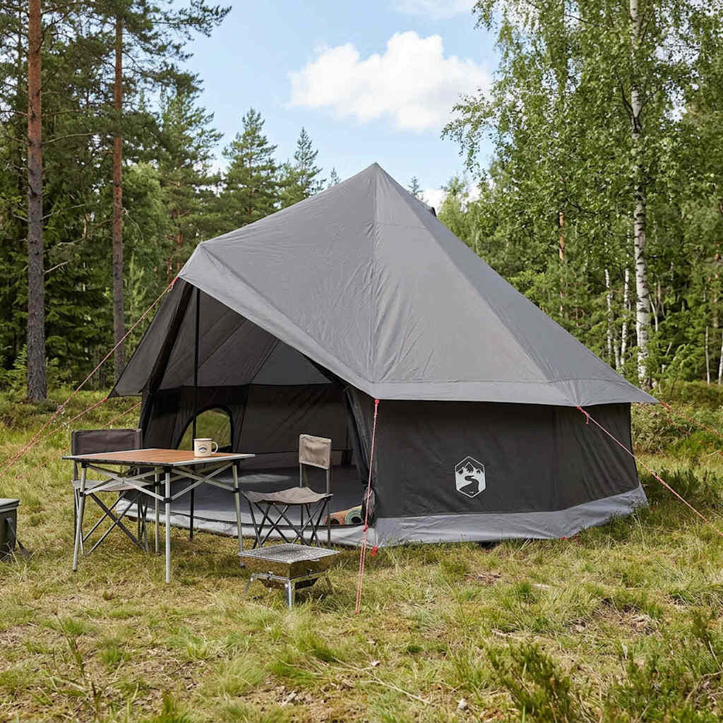 namiot-8-osobowy-994kcq-1.jpg vidaXL Namiot Tipi 8 osobowy Brązowy Szary Poliester i Stal - obrazek 1