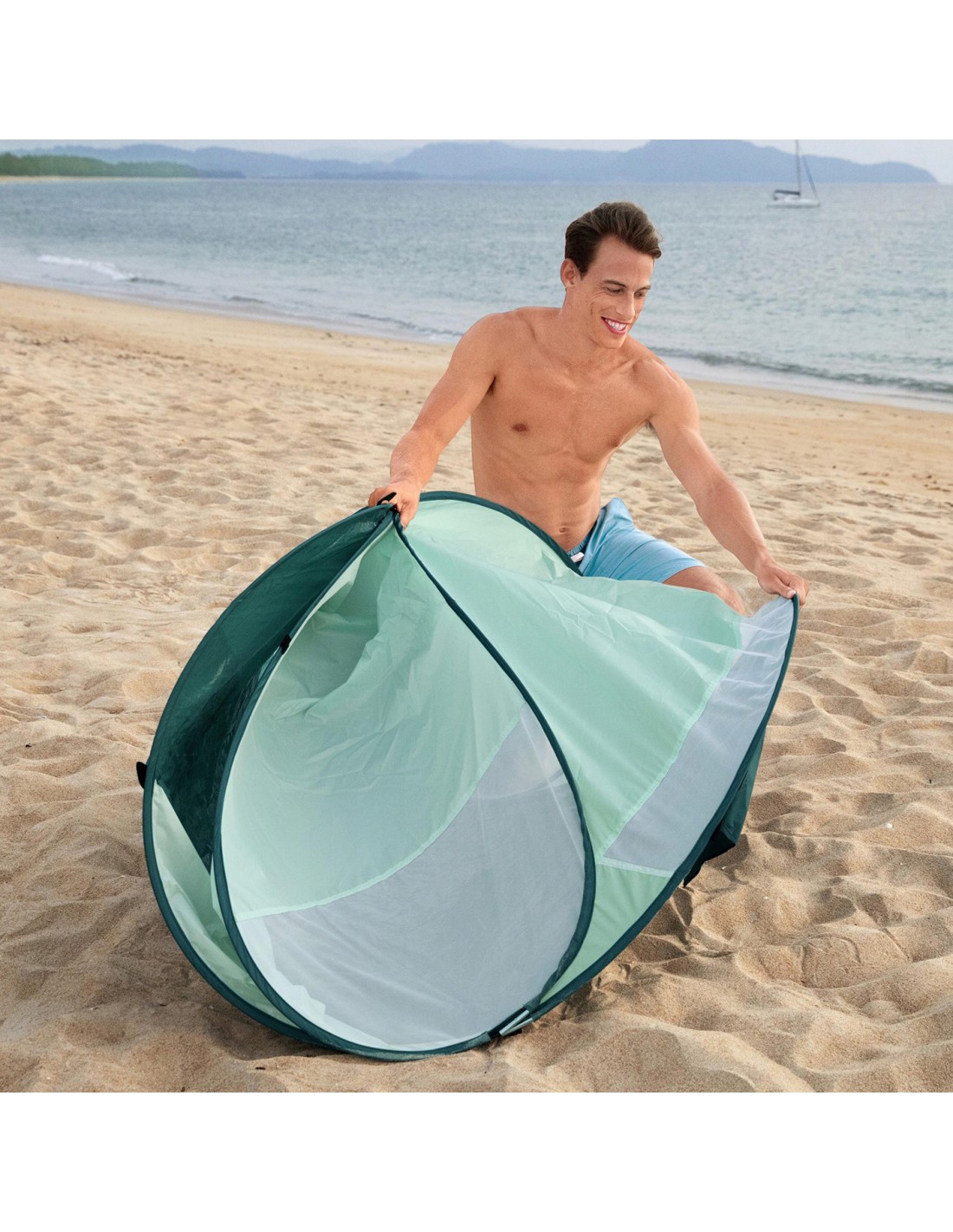 namiot-na-plaze-619lru.jpg Samorozkładający namiot plażowy Pavillo Beach Quick Bestway miętowy... - obrazek 1