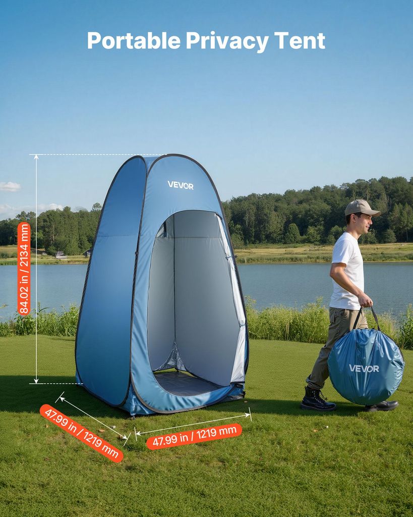 namiot-prysznicowy-384ixf-1.jpg Namiot prysznicowy VEVOR Pop Up (1219 x 1219 x 2134 mm) Wodoodporny namiot toaletowy z przebieralnią, w zestawie śledzie, liny, torba transportowa i - obrazek 1