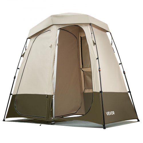 namiot-prysznicowy-492vyj-1.jpg VEVOR Namiot prysznicowy z 2 pomieszczeniami, namiot toaletowy (250x122x218 cm) z ekranem prywatności, namiot do przewijania z kołkami, linami, torbą ... - obrazek 1