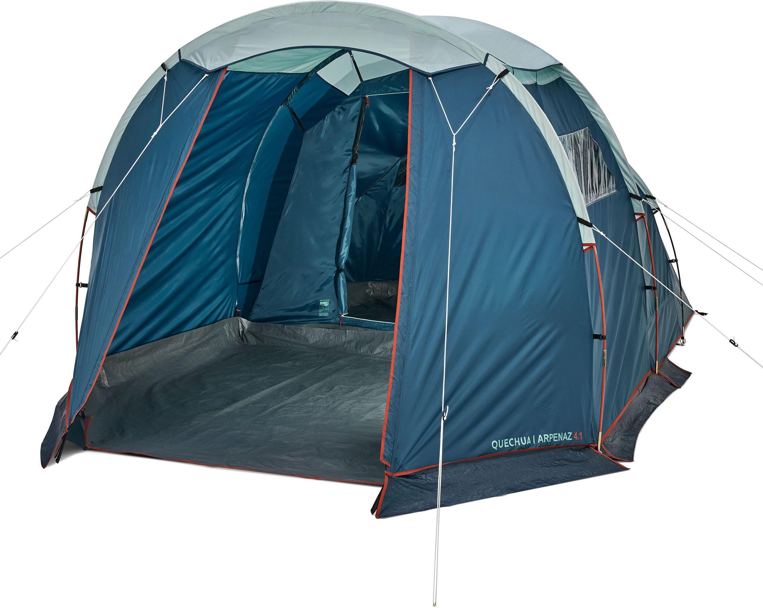 namiot-quechua-437lcw-1.jpg Quechua Kempingowy Arpenaz 4.1 4 Osoby 1 Sypialnia Khaki Niebieski Turkusowy Zielony - obrazek 1