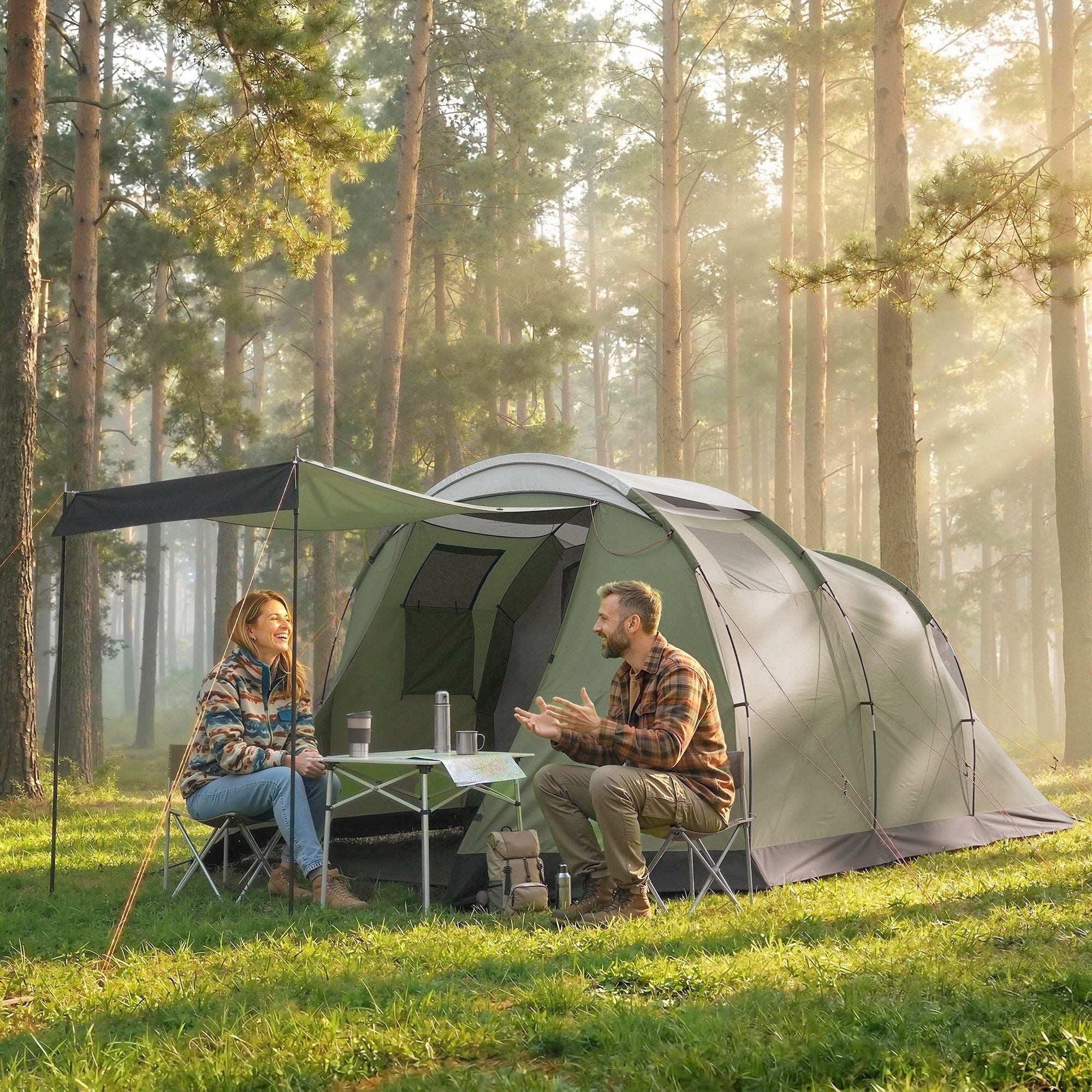 namiot-rodzinny-201sqe-1.jpg Stabilny 3 4 osoba namiot kempingowy, 3000mm wodoodporny namiot rodzinny z spanie Cabin, Porch salon obszar, zielony Leroy Merlin - obrazek 1