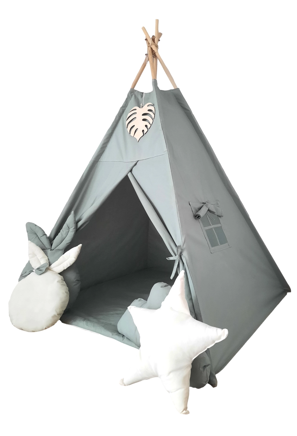 namiot-tipi-z-mata-i-poduszkami-824swa.webp Tipi Namiot z matą 4x poduszki zielony - obrazek 1