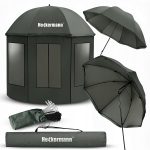 NAMIOT WĘDKARSKI OGRODOWY PLAŻOWY ZABUDOWANY Z PEŁNĄ OSŁONĄ 220CM + PARASOL