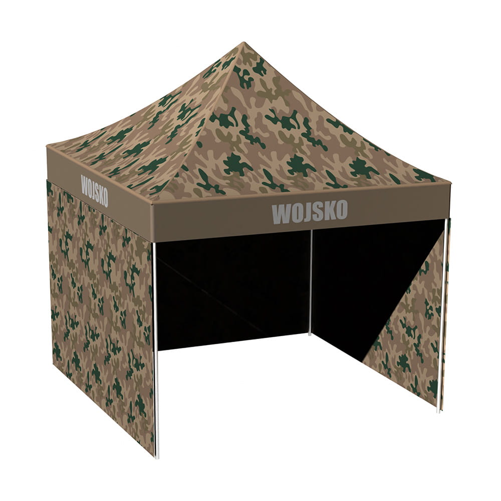 namioty-wojskowe-238xkv-1.jpg Namiot stelażowy dla Wojska jasne camo 3x3 m nadruk na falbanie - obrazek 1